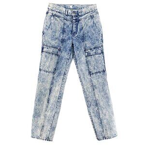 Exhaust Vintage 80’s Acid Wash High Rise Mom Jeans Cargo Pockets Size 36